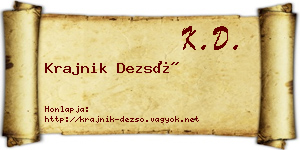 Krajnik Dezső névjegykártya
